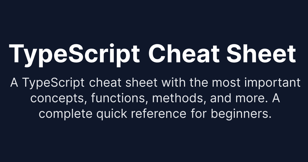 TypeScript Cheat Sheet Chat Sheet