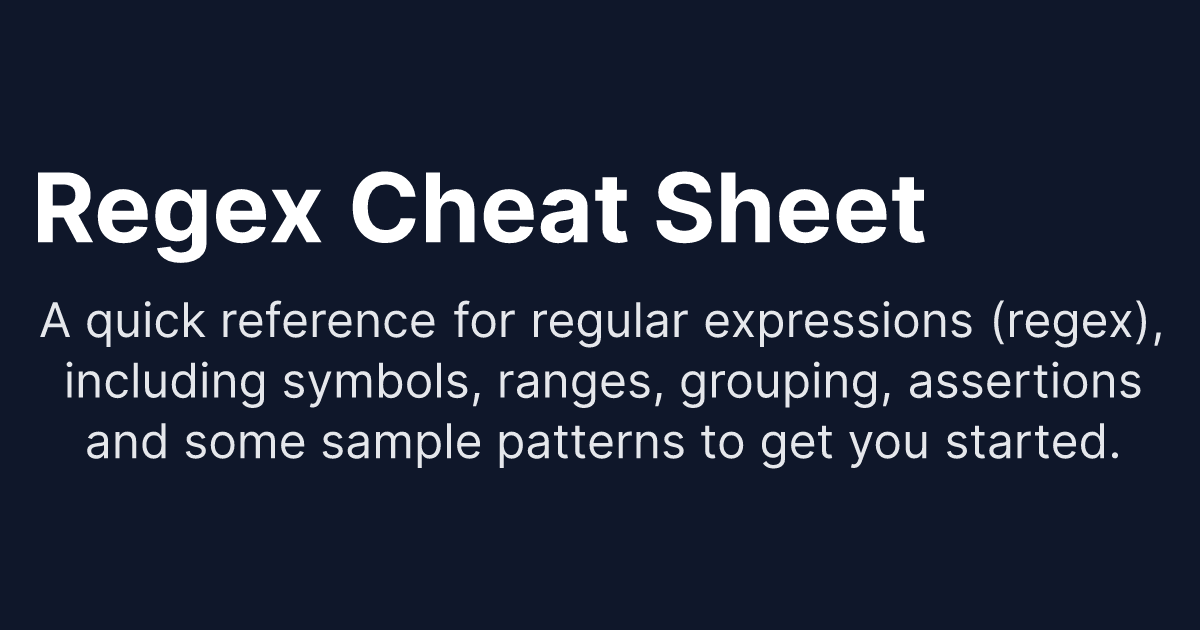 Regex Cheat Sheet - Chat Sheet